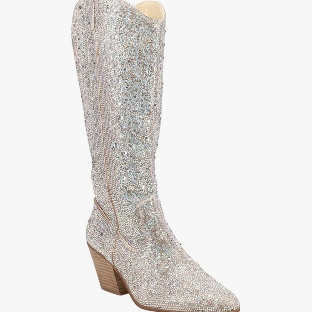 Matisse Silver Rhinestone Heeled Boots